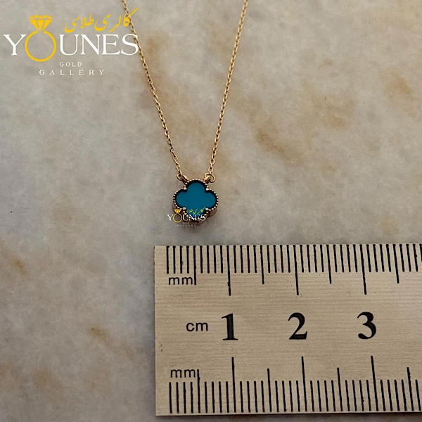 گردنبند طلا ونکلیف سنگی آبی